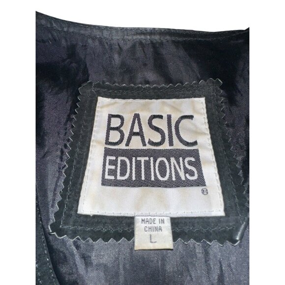 Vintage Basic Editions Suede Leather Vest Men's Large Black Lined Pockets - Picture 4 of 7